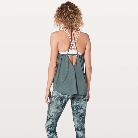 Lululemon Tighten Up Tank Sea Steel Green Flowy Comfy Tank Top Athletic Sport - Picture 2 of 9